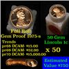 Gem Proof Lincoln 1c roll, 1975-s 50 pcs