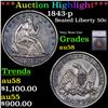 ***Auction Highlight*** 1843-p Seated Half Dollar 50c Graded au58 BY SEGS (fc)