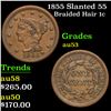 1855 Slanted 55 Braided Hair Large Cent 1c Grades Select AU
