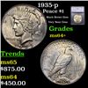 1935-p Peace Dollar $1 Graded ms64+ BY SEGS