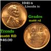 1941-s Lincoln Cent 1c Grades GEM+ Unc RD