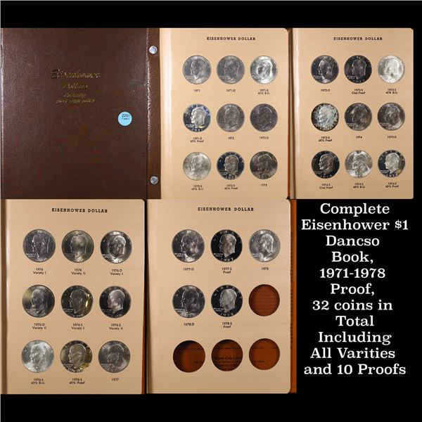 Complete Eisenhower $1 Dancso Book, 1971-1978 Proof, 32 coins in Total Including All Varities and 10
