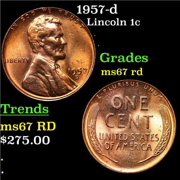 1957-d Lincoln Cent 1c Grades GEM++ Unc RD
