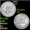 Image 1 : 1851 Three Cent Silver 3cs Grades f+