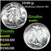 Image 1 : 1946-p Walking Liberty Half Dollar 50c Grades GEM+ Unc