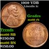 Image 1 : 1909 VDB Lincoln Cent 1c Grades GEM+ Unc RB