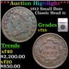 Image 1 : ***Auction Highlight*** 1812 Small Date Classic Head Large Cent 1c Graded vf25 By SEGS (fc)