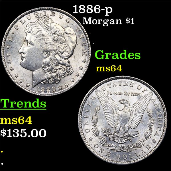 1886-p Morgan Dollar $1 Grades Choice Unc