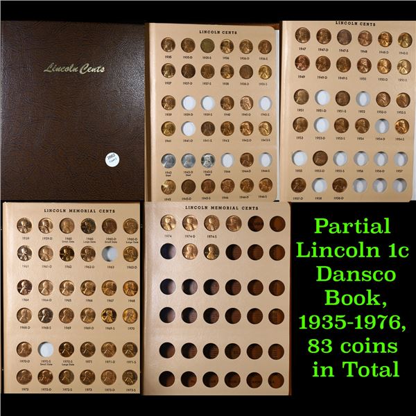 Partial Lincoln 1c Dansco Book, 1935-1976, 83 coins in Total