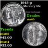 Image 1 : 1943-p Mercury Dime 10c Grades GEM Unc