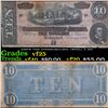 Image 1 : 1864 $10 Confederate Note, T-68 Grades vf+