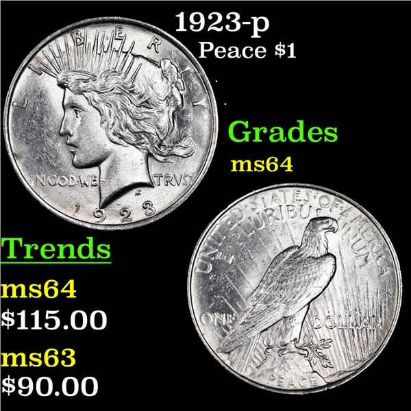 1923-p Peace Dollar $1 Grades Choice Unc