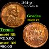 Image 1 : 1931-p Lincoln Cent 1c Grades GEM+ Unc RB