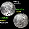 Image 1 : 1924-p Peace Dollar $1 Grades Choice Unc