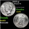 Image 1 : 1925-p Peace Dollar $1 Grades GEM Unc