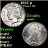 Image 1 : 1924-p Peace Dollar $1 Grades Select Unc