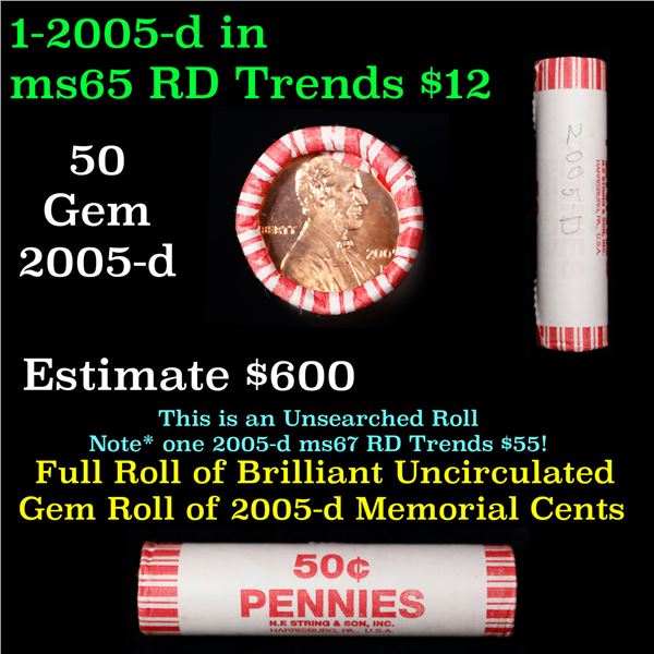 Shotgun Lincoln 1c roll, 2005-d 50 pcs String & Son Wrapper.
