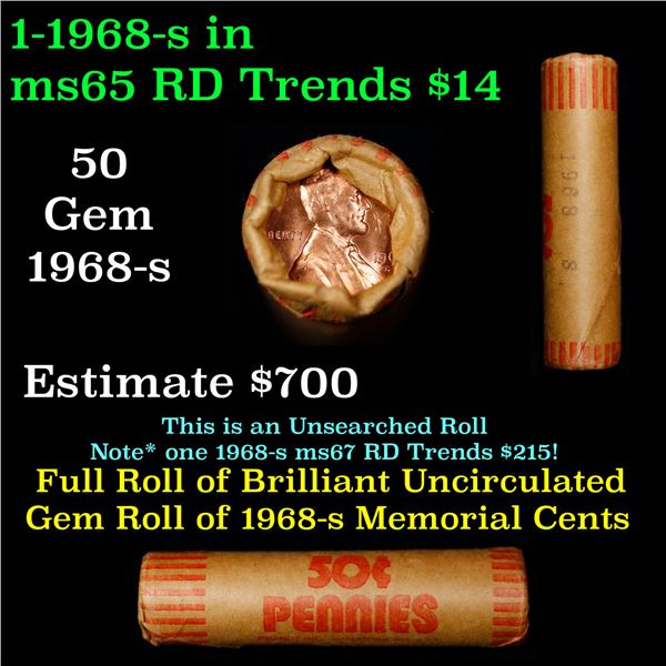 Shotgun Lincoln 1c roll, 1968-s 50 pcs Brandt Wrapper.