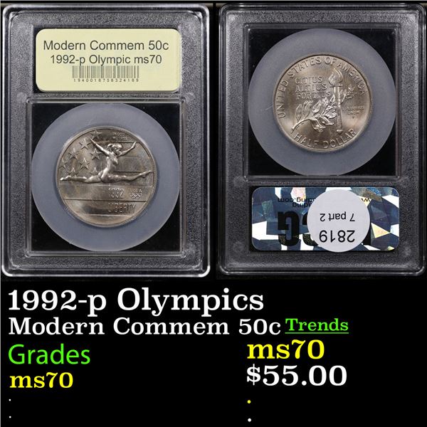 1992-p Olympics Modern Commem Half Dollar 50c Graded ms70, Perfection BY USCG