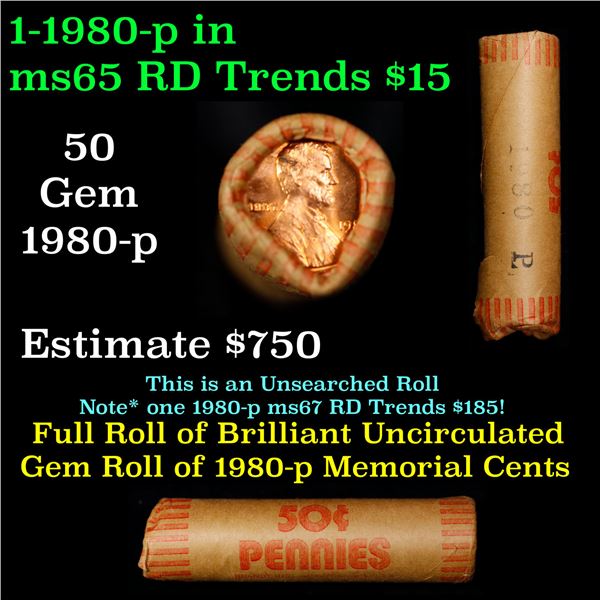 Shotgun Lincoln 1c roll, 1980-p 50 pcs Brandt Wrapper.