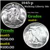 Image 1 : 1945-p Walking Liberty Half Dollar 50c Grades Choice+ Unc