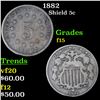 Image 1 : 1882 Shield Nickel 5c Grades f+