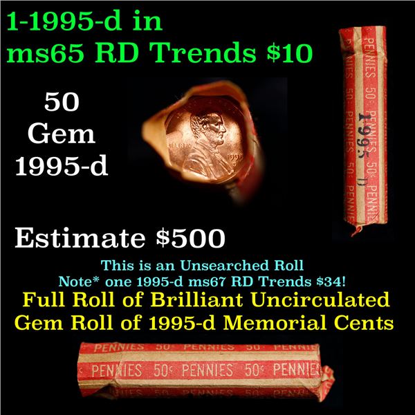 Shotgun Lincoln 1c roll, 1995-d 50 pcs Brandt Wrapper.