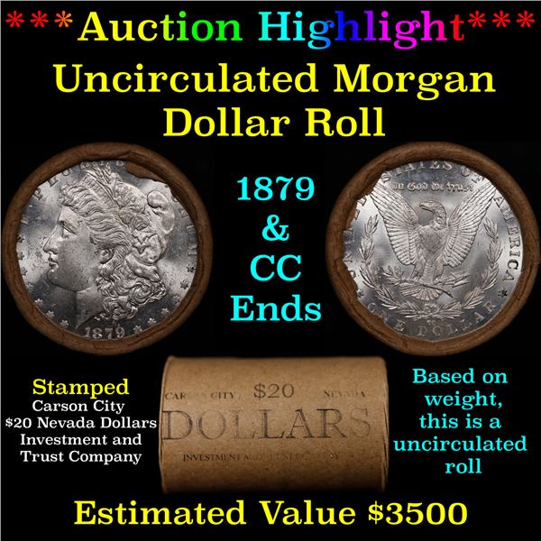 ***Auction Highlight*** 1879 & CC Uncirculated Morgan Dollar Shotgun Roll (fc)