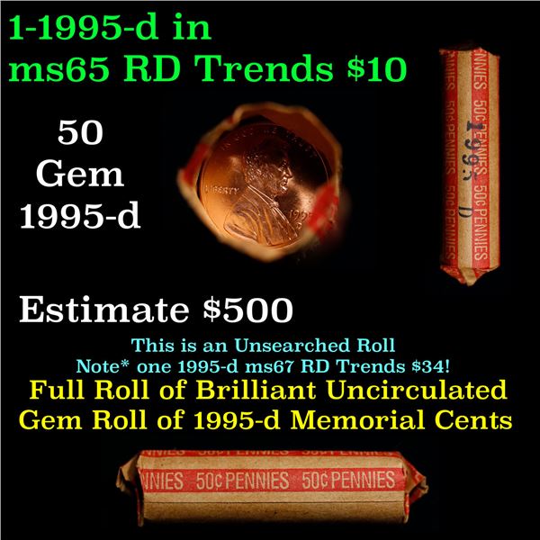 Shotgun Lincoln 1c roll, 1995-d 50 pcs Brandt Wrapper.