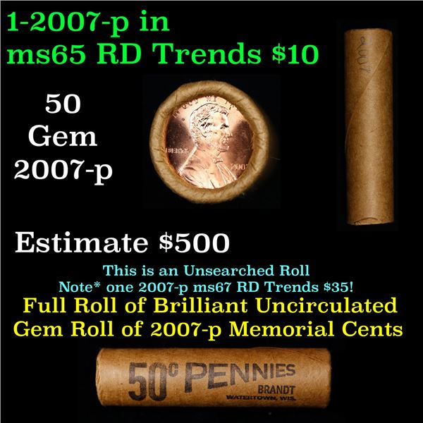 Shotgun Lincoln 1c roll, 2007-p 50 pcs Brandt Wrapper.