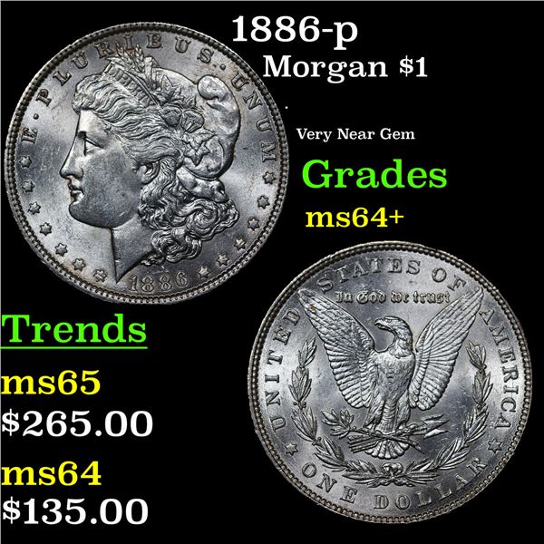 1886-p Morgan Dollar $1 Grades Choice+ Unc