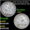 Image 1 : 1853 Arrows & Rays Seated Half Dollar 50c Grades xf+++