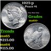 Image 1 : 1925-p Peace Dollar $1 Grades Choice+ Unc
