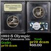 Image 1 : Proof 1992-S Olympic Modern Commem Half Dollar 50c Graded GEM++ Proof Deep Cameo BY USCG