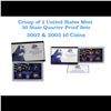 Image 1 : 2002-2003 United States Quarters Proof Set - 10 pc set Low mintage