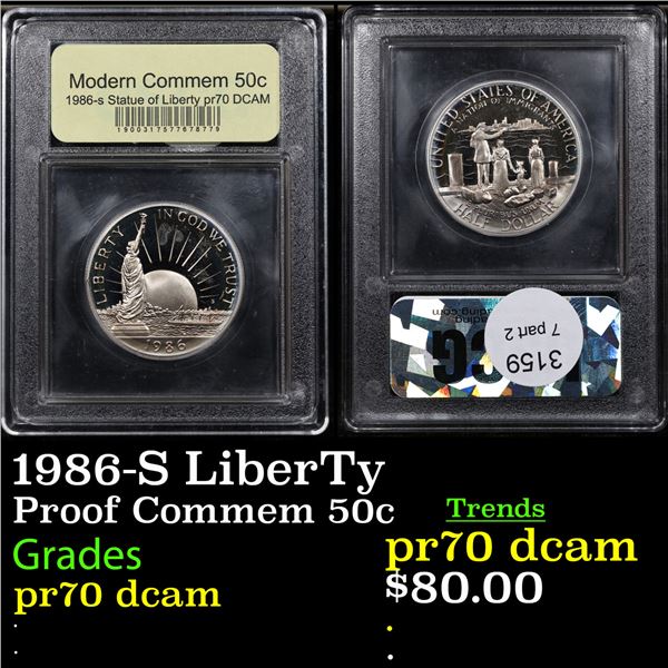 Proof 1986-S LiberTy Modern Commem Half Dollar 50c Graded GEM++ Proof Deep Cameo BY USCG