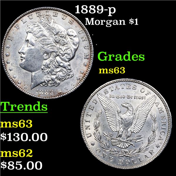 1889-p Morgan Dollar $1 Grades Select Unc