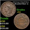Image 1 : 1834 large 8 Small Stars Braided Hair Large Cent 1c Grades vf+