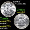 Image 1 : 1950-p Franklin Half Dollar 50c Grades Choice Unc FBL