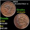 Image 1 : 1852 Braided Hair Large Cent 1c Grades vf details