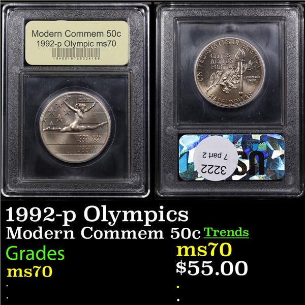 1992-p Olympics Modern Commem Half Dollar 50c Graded ms70, Perfection BY USCG