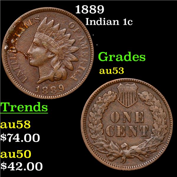 1889 Indian Cent 1c Grades Select AU