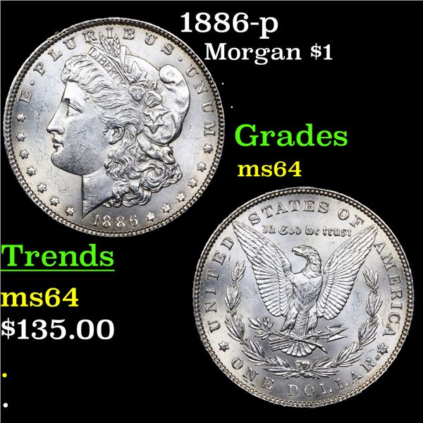 1886-p Morgan Dollar $1 Grades Choice Unc