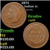 Image 1 : 1871 Indian Cent 1c Grades vg+