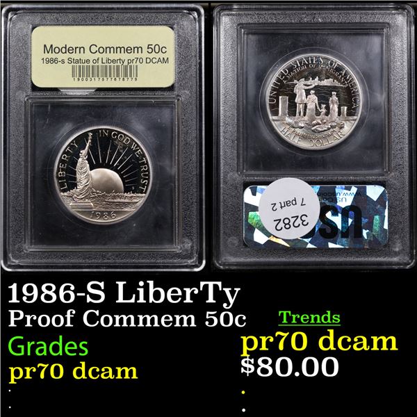 Proof 1986-S LiberTy Modern Commem Half Dollar 50c Graded GEM++ Proof Deep Cameo BY USCG