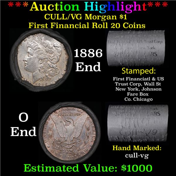 ***Auction Highlight*** 1886 & O Morgan Cull-VG First Financial Solid Morgan Silver Dollar Shotgun R