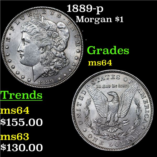 1889-p Morgan Dollar $1 Grades Choice Unc