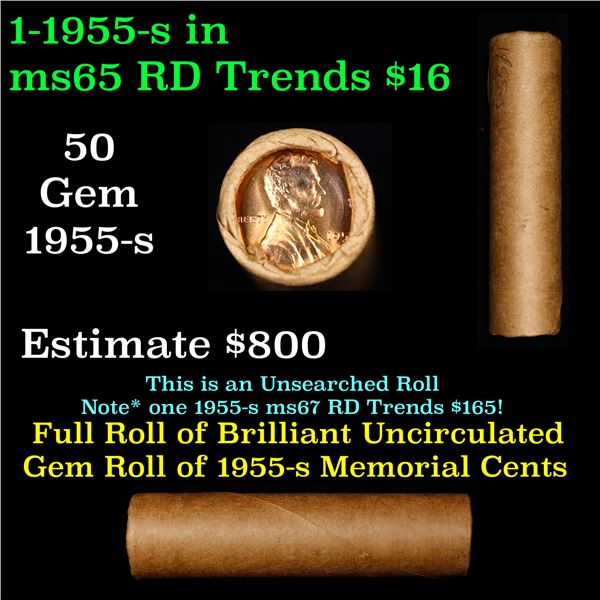 Shotgun Lincoln 1c roll, 1955-s 50 pcs Brandt Wrapper.