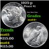 Image 1 : 1925-p Peace Dollar $1 Grades Choice+ Unc