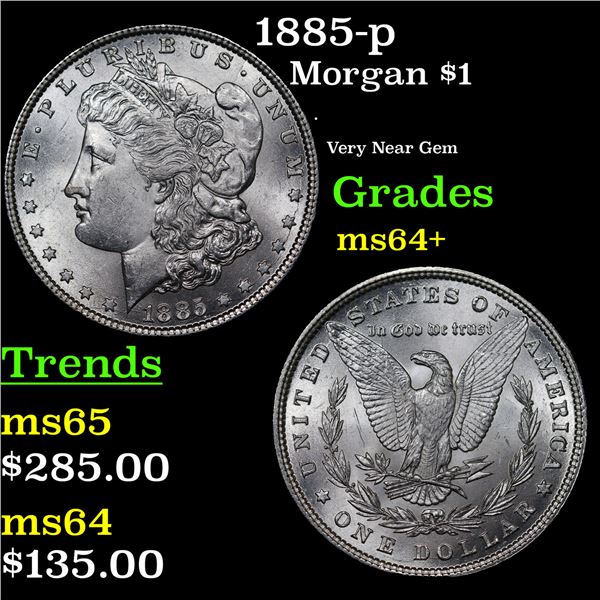 1885-p Morgan Dollar $1 Grades Choice+ Unc